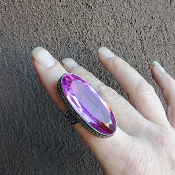 New Oversized Iolite 925 Silver Statement Ring. - Picture 7 of 16